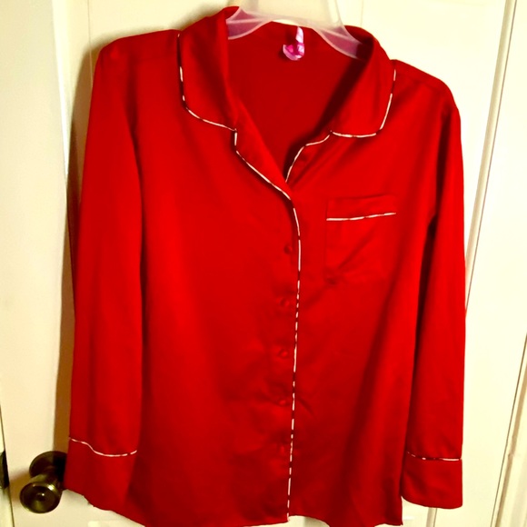 COSMOPOLITAN Classy Red Soft Satin Pajamas Animal Print Trim Sz S - Picture 2 of 6